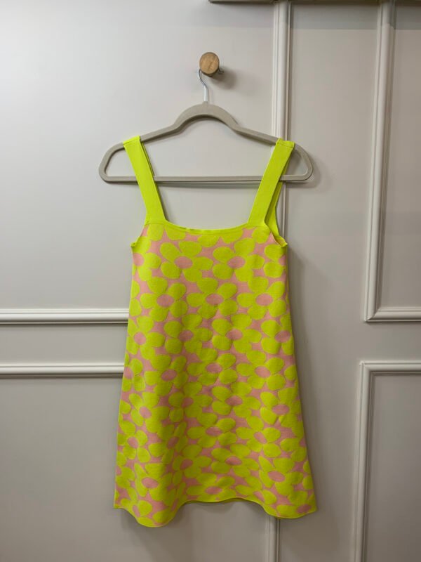 VESTIDO AMARELO DECOTE RETO ESTAMPA FLORES ZARA P