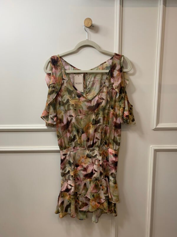 VESTIDO ESTAMPADO VERDE SAIA MALHA AGATHA M
