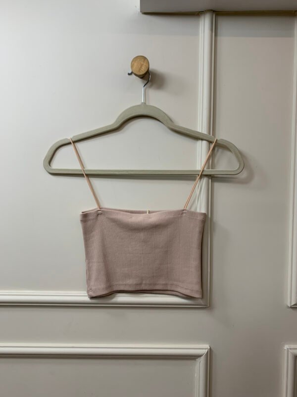 TOP BEGE MALHA CANELADA ZARA M - Image 2