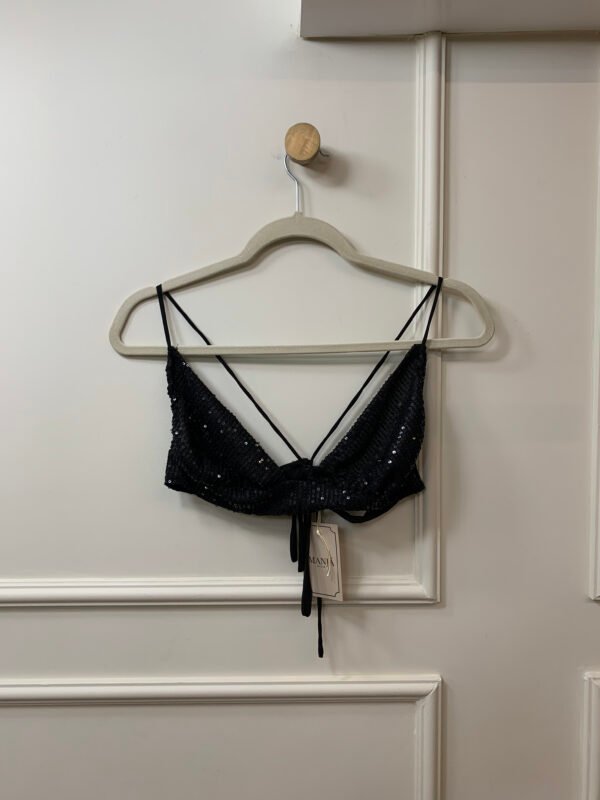 CONJUNTO PRETO PAETÊ TOP E CALÇA LOJA 3 M/G - Image 2