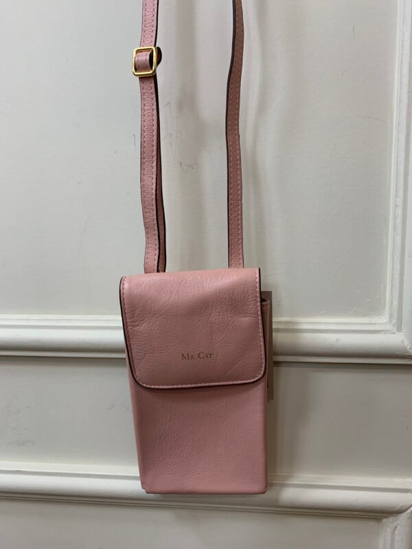 BOLSA CROSSBODY ROSA ANTIGO COURO PORTA CELULAR MR CAT