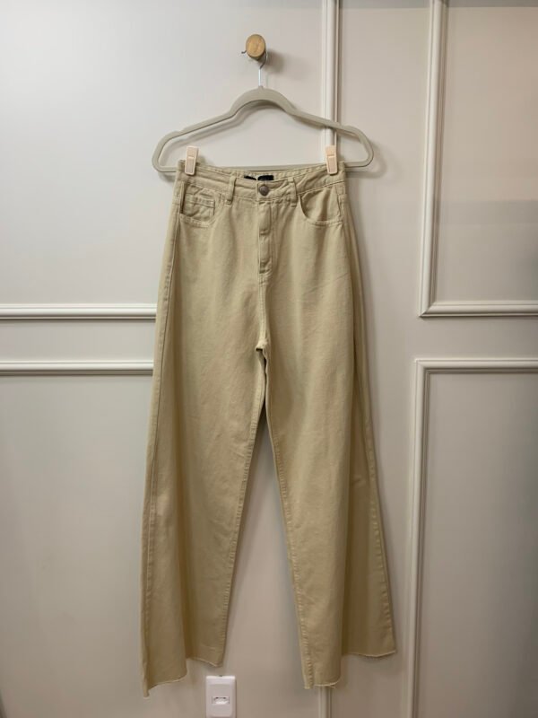 CALÇA BRIM BEGE WIDE LEG GUARDAROBA 34