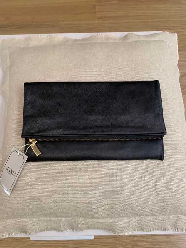 BOLSA CARTEIRA DE COURO PRETA KATIA FERNANDES U
