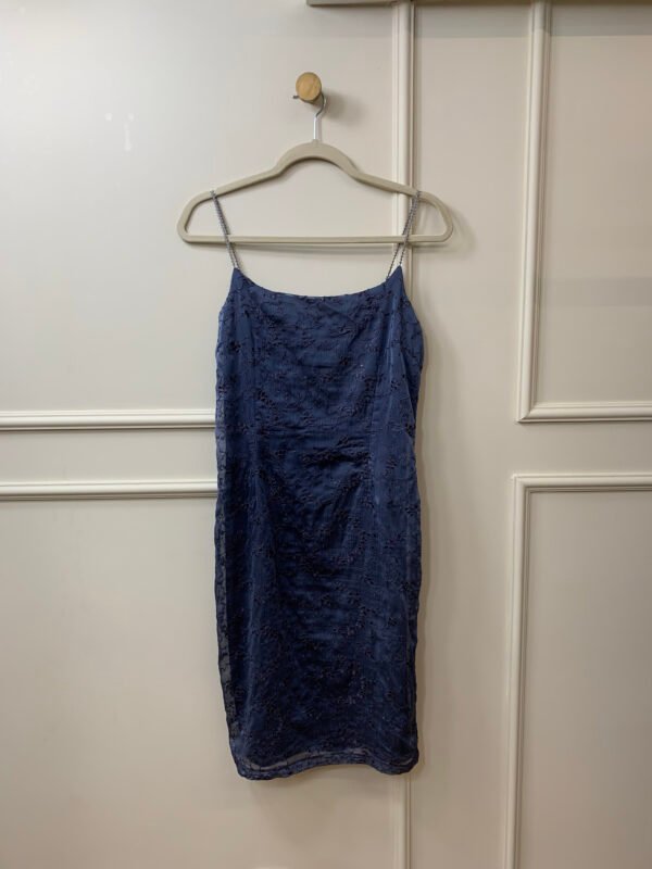 VESTIDO AZUL MARINHO BORDADO FESTA OXUS G