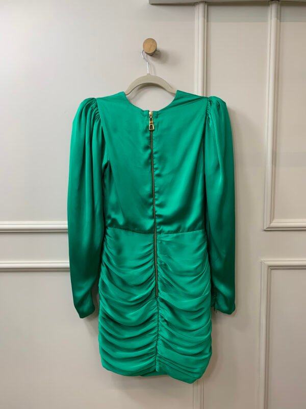 VESTIDO VERDE ACEITINADO MANGA COMPRIDA FABULOUS AGILITA 36 - Image 2