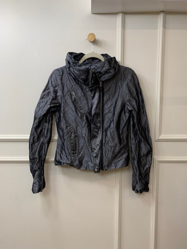 CASACO PRETO NYLON METALIZADO ANIMALE 36