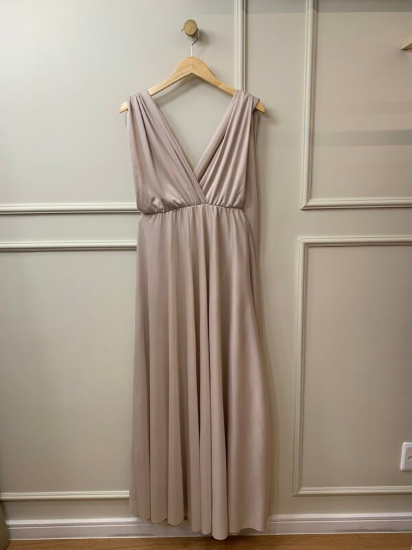 VESTIDO BEGE DE FESTA AMARRAÇÃO MULTIPLA SEM MARCA M/G