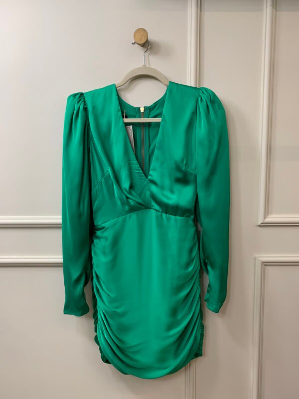 VESTIDO VERDE ACEITINADO MANGA COMPRIDA FABULOUS AGILITA 36
