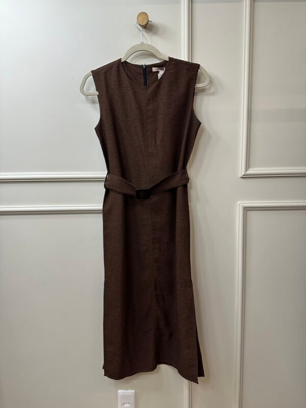 VESTIDO MIDI LONGO MARROM COM CINTO FOREVER 21 PP