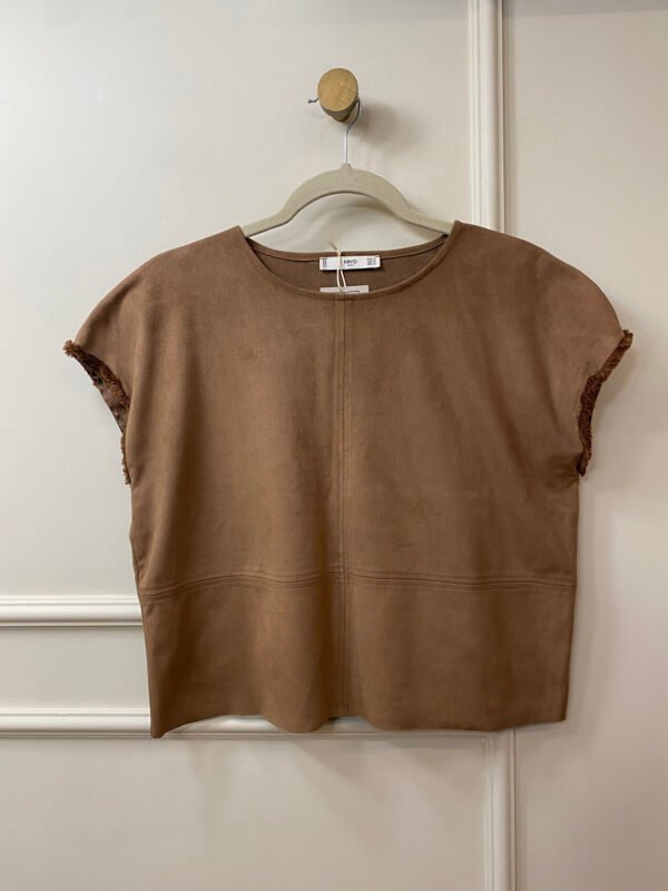 BLUSA MARROM DE CAMURÇA MANGO P/M