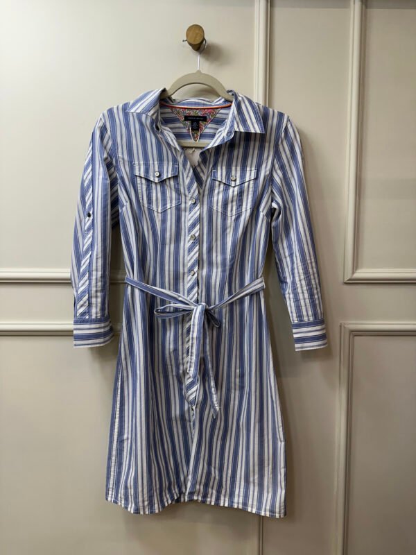 VESTIDO CHEMISE LISTRADA COM FAIXA TOMMY HILFIGER P