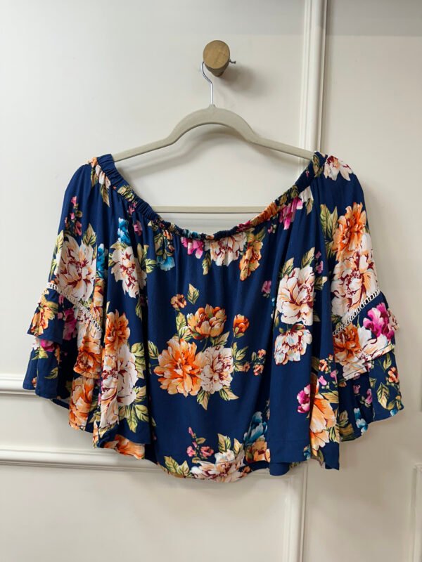 BLUSA AZUL MARINHO CIGANINHA ESTAMPA FLORAL FARM M - Image 2