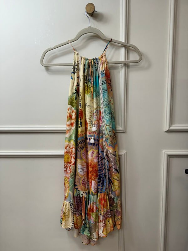 VESTIDO ESTAMPADO FLORAL DETALHE EM RENDA FARM P