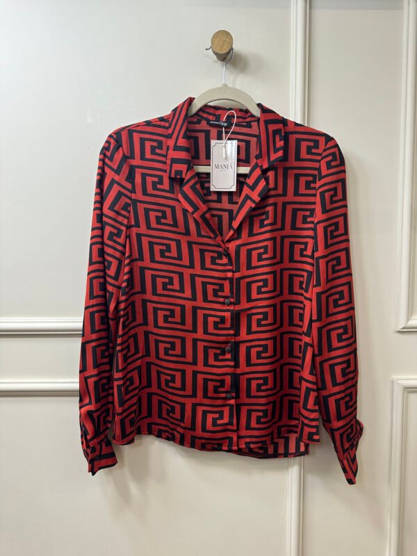 CAMISA VERMELHA COM ESTAMPA GEOMETRICA PRETA DONNA RITZ 38