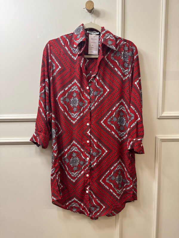 CHEMISE VESTIDO VELMELHO ESTAMPADA NOIR 40