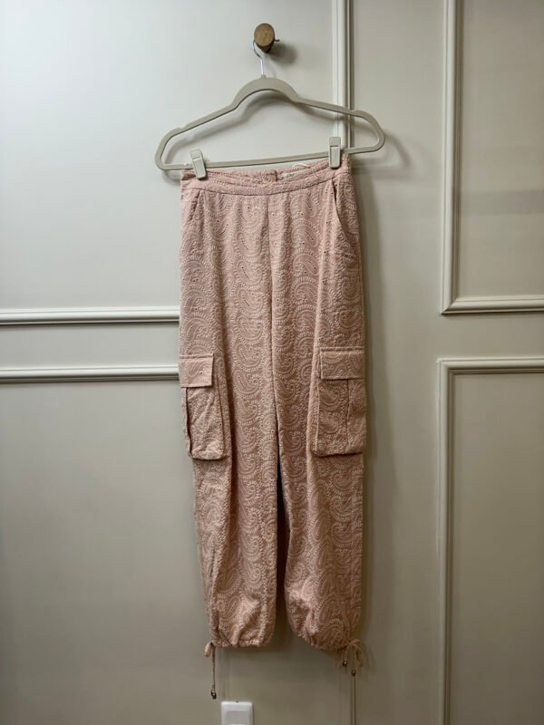 CALÇA ROSA BEBE CARGO COM BORDADO NV 32